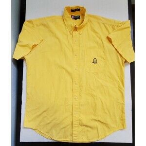Vintage Chaps Ralph Lauren‎ Button Up Shirt Logo Pocket Yellow Mens size Large
